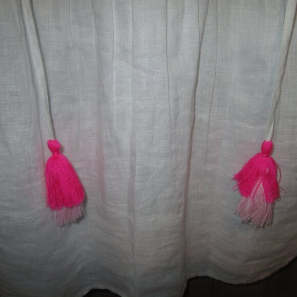 Women Crown & Ivy XL White/Pink Top, Flutter Sleeve, "V" Neck Opening w/Ties - Picture 3 of 7